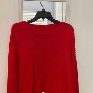 Cropped Red Knit Sweater